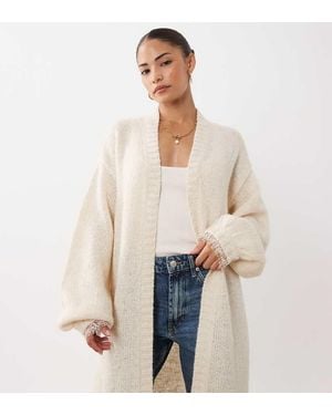 Miss Selfridge Maxi Vest Met Kantdetail - Naturel