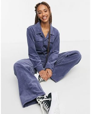 Wrangler Cord Relaxed Boilersuit - Blue