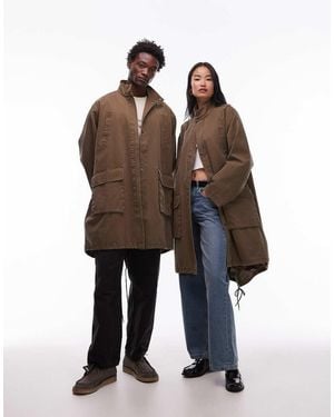 Collusion Chaqueta Larga De Estilo Campero De -Verde - Marrón