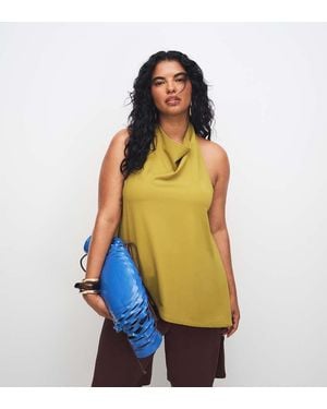 ASOS Asos Design Curve Co-Ord Slinky Twill Longline Cami Top With Asymmetric Hem - Green