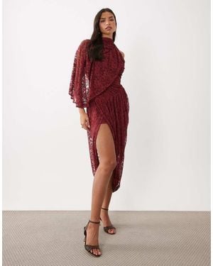 ASOS One Shoulder Draped Asymmetric Dress - Red