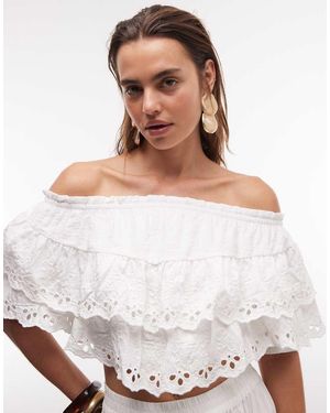 ASOS Cutwork Lace Detail Co-Ord Bandeau Top - White