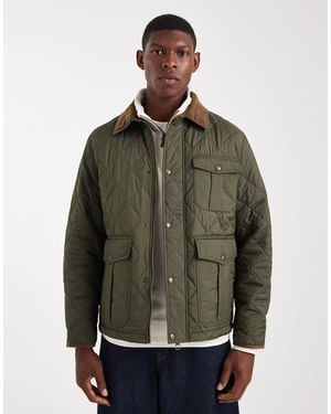 Jack & Jones Quilted Jacket With Cord Collar - Green