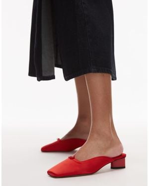 & Other Stories Satin Mule Heeled Court Shoes - Red