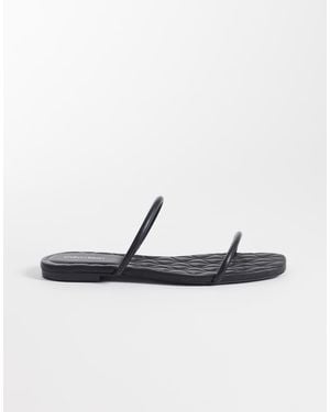 Calvin Klein Jeans Quilted Leather Square Toe Flat Sandal - White