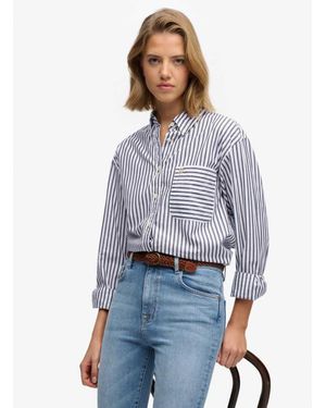 Superdry Poplin Relaxed Long Sleeve Shirt - Blue
