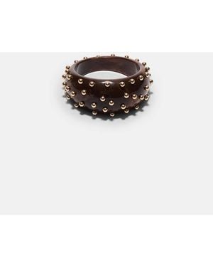 Stradivarius Maxi Rigid Studded Bracelet - White