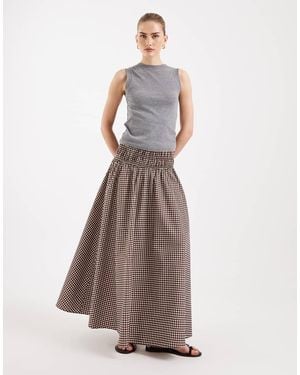 ASOS Shirred Waist Detail Maxi Skirt - Brown