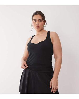4505 Curve Sweetheart Neck Singlet With Inner Bra - Black