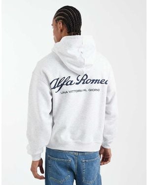 Cotton On Boxy Fit Alpha Romeo Graphic Hoodie - White