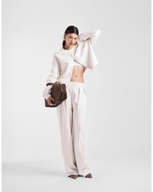 ASOS Interlock Super Wide Leg Trouser - White