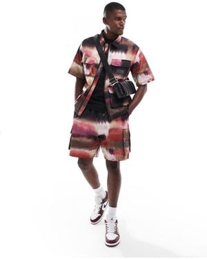Criminal Damage Photo Print Shorts Multi - Red