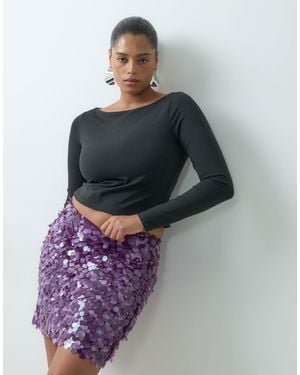 ASOS Asos Design Curve Layered Sequin Mini Skirt - Gray