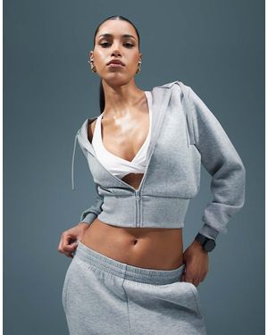 4505 Sudadera Corta Deportiva Con Capucha De - Blanco
