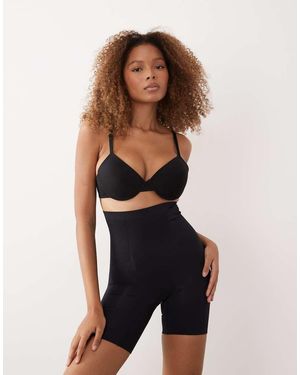 Spanx Pantalones Cortos Negros De Talle Alto Y Largo Hasta Medio Muslo Sculpt Gofigure De - Azul