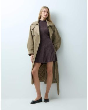 Abercrombie & Fitch Knitted High Neck A Line Mini Dress - Brown