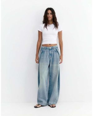 Pull&Bear Pleated Balloon Fit baggy Jeans - Blue