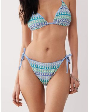 New Look Gehaakt Bikinibroekje Met Gestrikte Zijkanten - Blauw