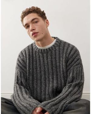 Weekday Connor Wool Blend Slightly Cropped Rib Sweater - Gray