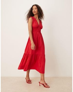 Nobody's Child Ianthe Tie Detail V-neck Midi Dress - Red