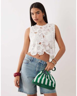 Kiwi & Co Top Sin Mangas Con Diseño Floral De Croché De Algodón - Verde