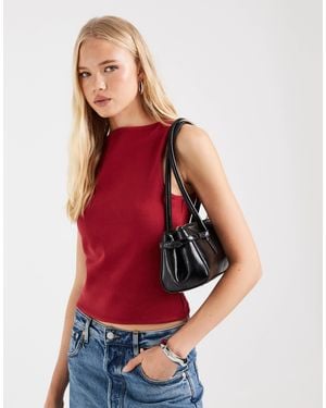 ASOS Compact Cotton Blend Boat Neck Tank Top - Red