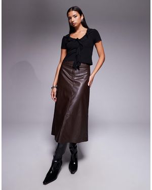 Forever New Leather Look A Line Midi Skirt - Purple