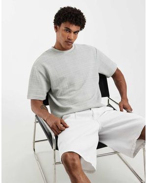 ASOS Ruimvallend T-Shirt Van Zware Stof Met Textuur - Grijs