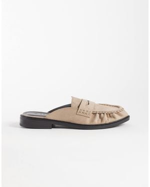 SEQWL Cadilliac - mules style mocassins en imitation daim - taupe - Blanc