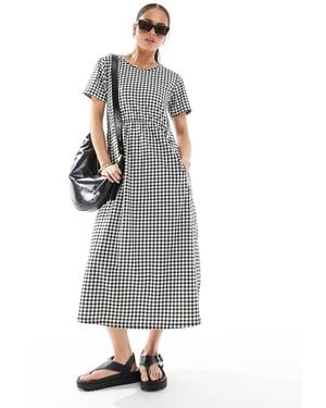 Threadbare Short Sleeve Jersey Midi Dress With Pockets - Grey