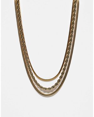 Neck On The Line – 3er-pack layering-halsketten aus vergoldetem edelstahl - Mettallic