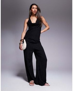 River Island Gestreepte Broek Van Linnenmix - Blauw