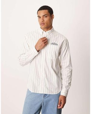Abercrombie & Fitch Long Sleeve Preppy Chest Graphic Shirt - White