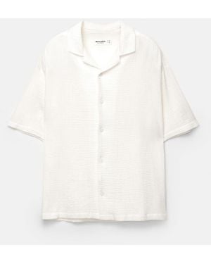 Pull&Bear Short Sleeve Rustic Shirt - Natural