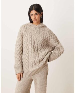 ASOS Oversized Hoodie Met Kabels - Naturel