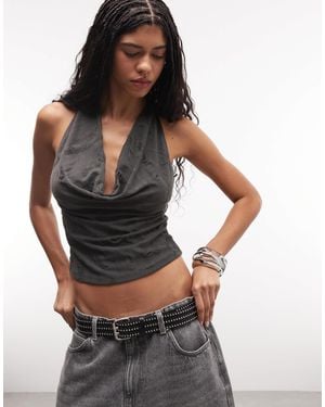 Weekday Drape Halter Top - Black