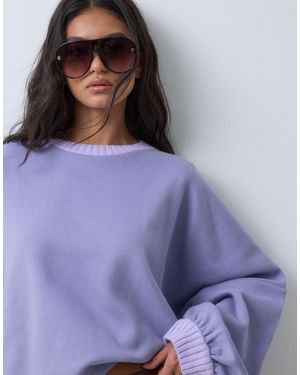 ASOS Sweatshirt mit gestricktem kragen und bündchen - Lila