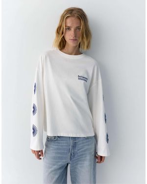 Pull&Bear – langärmliges t-shirt - Grau