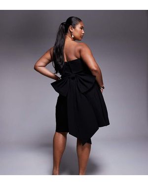 Tfnc Plus Vestito Corto A Fascia Con Fiocco Sul Retro - Nero