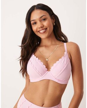 Peek & Beau Underwire Bikini Top With Double Scallop Detail - Pink
