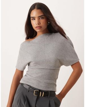 Gina Tricot Soft Asymmetric Top - Gray