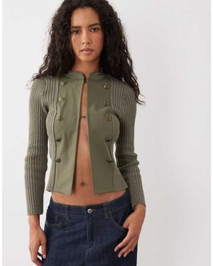 Mango Knitted Button Detail Jacket - Brown