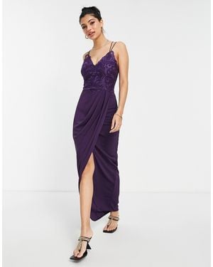 Lipsy – ausgestelltes kleid mit spitzenmieder und wickeldesign - Rot