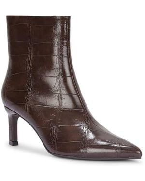 SEQWL Wide Fit Dress Ankle Boots With Stiletto High Heels And Pointed Toe - Brown