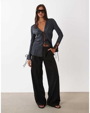 Lioness Volt Pleat Detail Wide Leg Trouser Co-ord - Black
