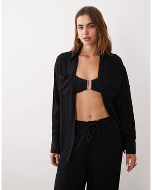 Brave Soul Textured Beach Shirt - Black
