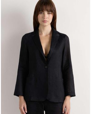Intimissimi The Pure Linen Plain-Weave Linen Jacket - Black