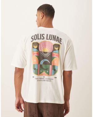 ASOS Relaxed T-Shirt With Celestial Graphic - Natural