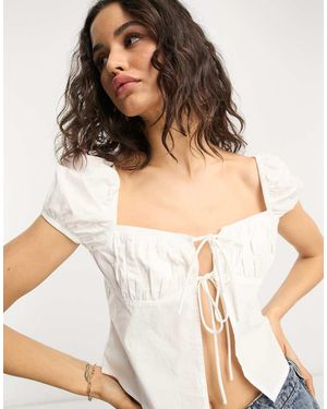 Glamorous Milkmaid Split Hem Top - White