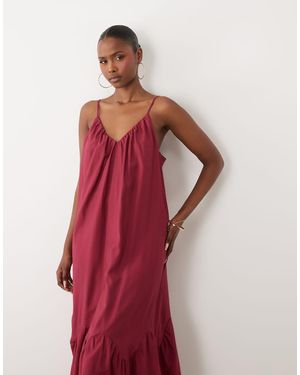 Y.A.S Tie A-line Cami Maxi Dress - Red